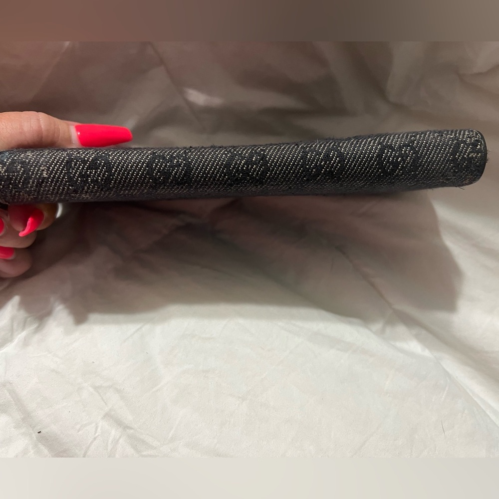 Authentic GUCCI Gucci Black GG Denim Canvas Round Zippy Long Wallet - Picture 8 of 11